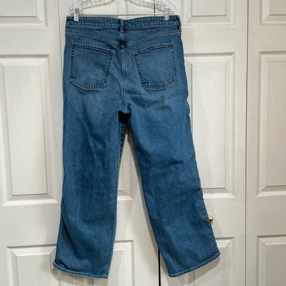🤎 Old Navy Extra High-Rise Sky-Hi Wide Leg Jeans with Braided Side Trim - 14 - Picture 6 of 8